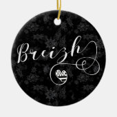 Breizh Flag in Heart, Brittany, Breton Language Keramisch Ornament (Voorkant)