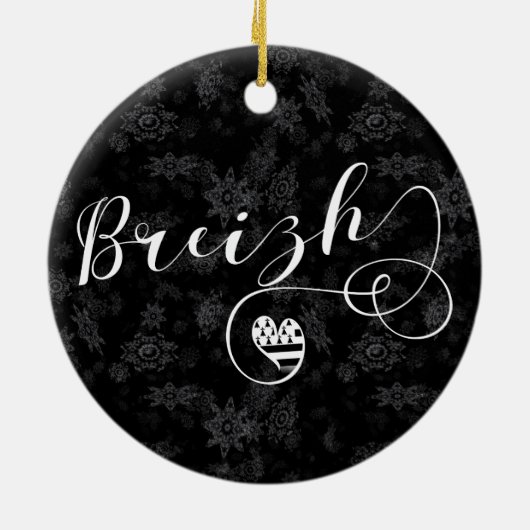 Breizh Flag in Heart, Brittany, Breton Language Keramisch Ornament (Achterkant)