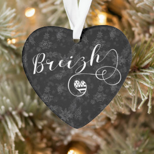 Breizh Flag in Heart, Brittany, Breton Language Ornament