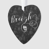 Breizh Flag in Heart, Brittany, Breton Language Ornament (voorkant)