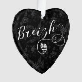 Breizh Flag in Heart, Brittany, Breton Language Ornament (voorkant)