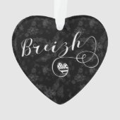 Breizh Flag in Heart, Brittany, Breton Language Ornament (achterkant)