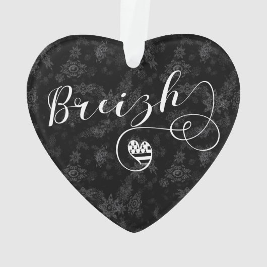 Breizh Flag in Heart, Brittany, Breton Language Ornament (achterkant)