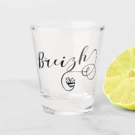 Breizh Flag in Heart, Brittany, Breton Language Shot Glas