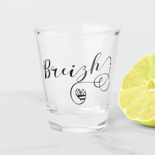 Breizh Flag in Heart, Brittany, Breton Language Shot Glas