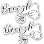 Breizh Flag in Heart, Brittany, Breton Language Sticker (Voorkant)