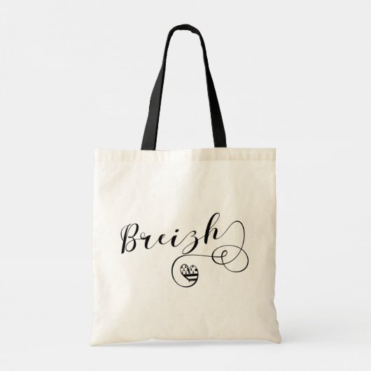 Breizh Flag in Heart, Brittany, Breton Language Tote Bag (Achterkant)