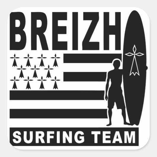 Breizh surfing vierkante sticker (Voorkant)