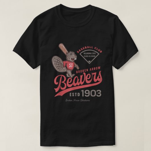 Breken Arrow Beavers Minor League Retro Baseball T T-shirt (Design voorkant)