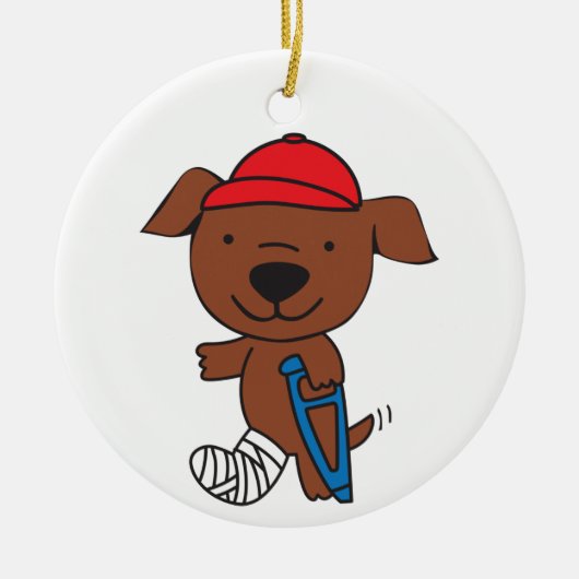 Breken been Dog Keramisch Ornament (Voorkant)