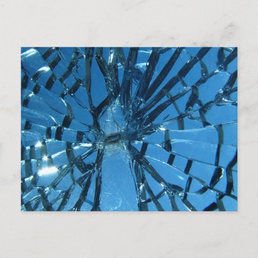 Breken blauw glas briefkaart (Voorkant)