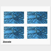 Breken blauw glas rechthoekige sticker (Vel)