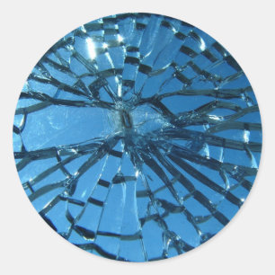 Breken blauw glas ronde sticker