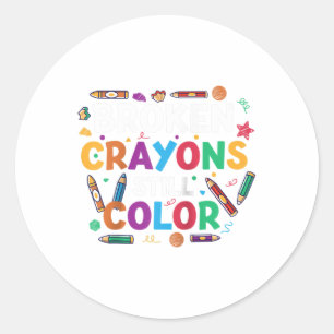 Breken Crayons nog steeds Kleur Shirt Mental Healt Ronde Sticker