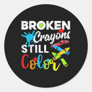 Breken Crayons nog steeds Kleur Shirt Mental Healt Ronde Sticker