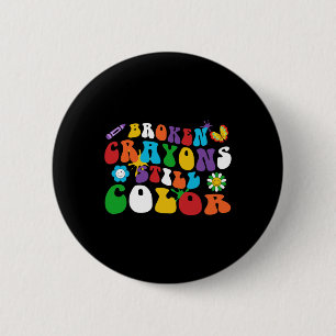 Breken Crayons nog steeds Kleurretro Groovy Hippie Ronde Button 5,7 Cm