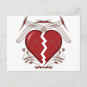 Breken hart en tribale grafische kaart: briefkaart