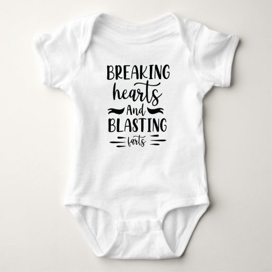 "Breken harten en stralen scheten" Grappig baby BO Romper (Voorkant)
