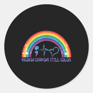 Breken krayons nog steeds kleur - Geestelijke gezo Ronde Sticker