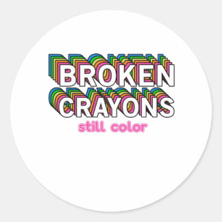 Breken krayons nog steeds Kleur geestelijke gezond Ronde Sticker