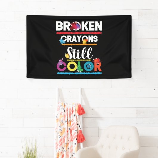 Breken krayons nog steeds Kleur geestelijke gezond Spandoek (Insitu)