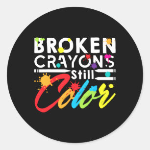 Breken krayons nog steeds kleur ronde sticker