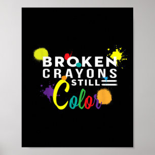 Breken krayons nog steeds kleurenbewustzijn poster