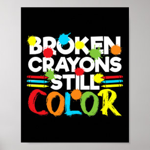 Breken krayons nog steeds kleurenbewustzijn poster
