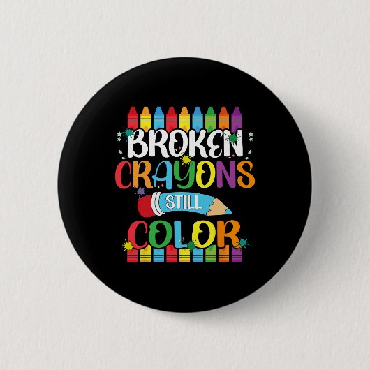 Breken krayons nog steeds kleurenbewustzijn ronde button 5,7 cm (Voorkant)