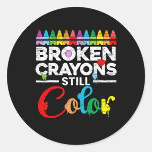 Breken krayons nog steeds kleurenbewustzijn ronde sticker