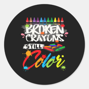 Breken krayons nog steeds kleurenbewustzijn ronde sticker