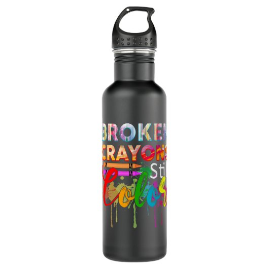 Breken krayons nog steeds kleurenbewustzijn waterfles  (Voorkant)