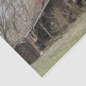 Breken omlaag Barn Amidst Bare Trees en Scrub Stru Tissuepapier (Detail)