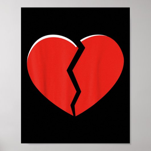 Breken Red Heart Valentijnsdag Funny Heart Design Poster (Voorkant)