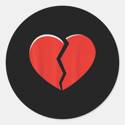 Breken Red Heart Valentijnsdag Funny Heart Design Ronde Sticker (Voorkant)