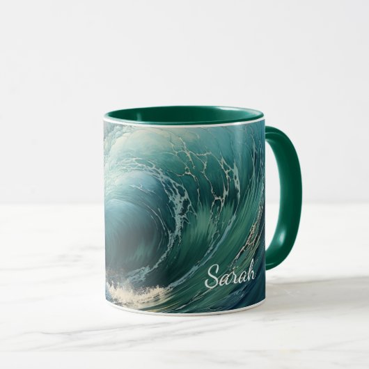 Breken Surf schilderij gepersonaliseerd Mok (Voorkant rechts)