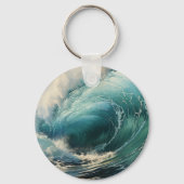 Breken Surf schilderij gepersonaliseerde Sleutelha Sleutelhanger (Achterkant)