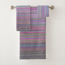 Breken, vlakke televisiescherm, regenboogstrips bad handdoek