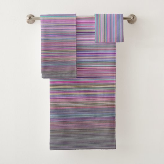 Breken, vlakke televisiescherm, regenboogstrips bad handdoek (Insitu)