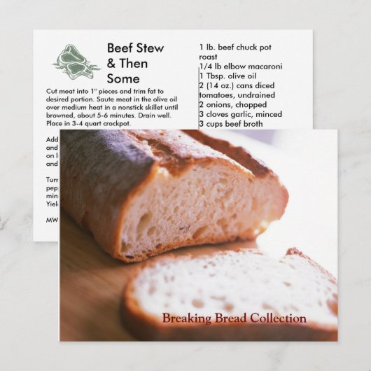 Breking Bread Recipe Card Collectie Beef Stew Briefkaart (Voorkant / Achterkant)