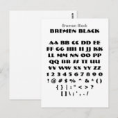 Bremen Black - Zazzle Font Sampler Sheet Briefkaart (Voorkant / Achterkant)