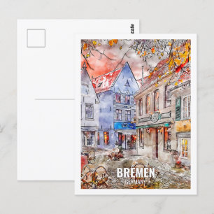 Bremen Duitsland Travel Place Waterverf Briefkaart