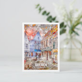 Bremen Duitsland Travel Place Waterverf Briefkaart (Staand voorkant)