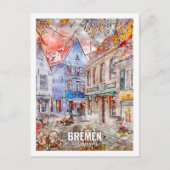 Bremen Duitsland Travel Place Waterverf Briefkaart (Voorkant)