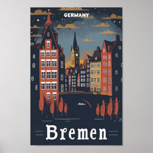 Bremen Duitsland Vintage Beroemde Reisplaats Poster
