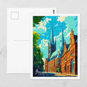 Bremen Duitsland vintage reisplaats illustratie Briefkaart
