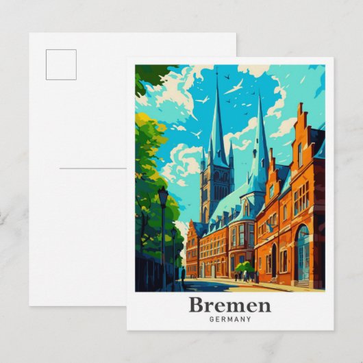 Bremen Duitsland Vintage Travel Portrait Briefkaart (Voorkant / Achterkant)