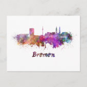 Bremen skyline in waterverf briefkaart (Voorkant)