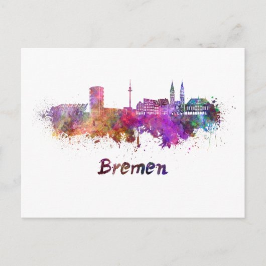 Bremen skyline in waterverf briefkaart (Voorkant)