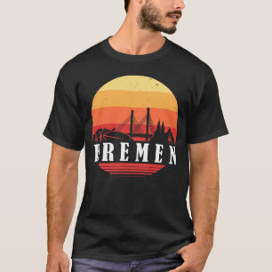 Bremen skyline zonsondergang in retro stijl 0421 t-shirt